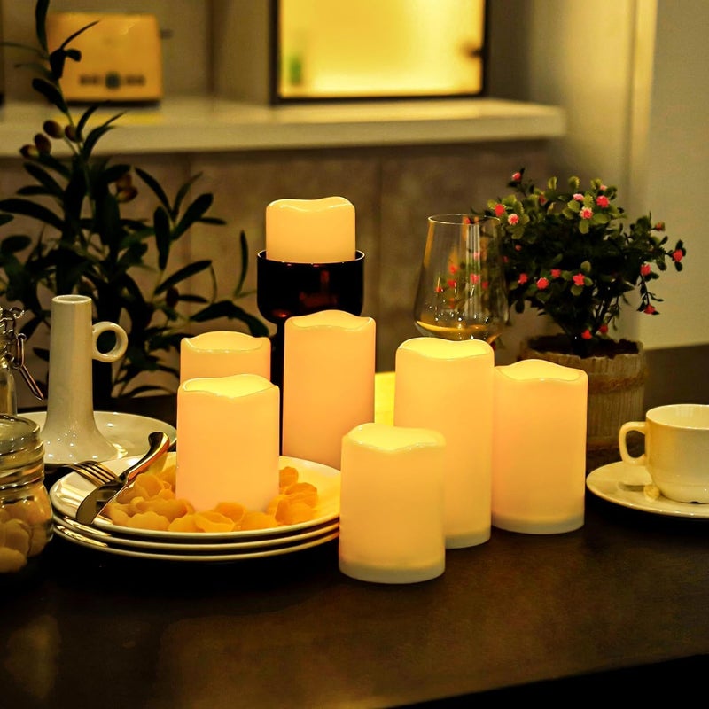 Aignis 14pcs Flameless LED Candles Battery Operated with Remote Timer, Outdoor Indoor Waterproof, Warm Glow for Cozy & Romantic Home/Wedding/Holiday Décor (D 3'' x H 4''/5''/6'') - Image 2
